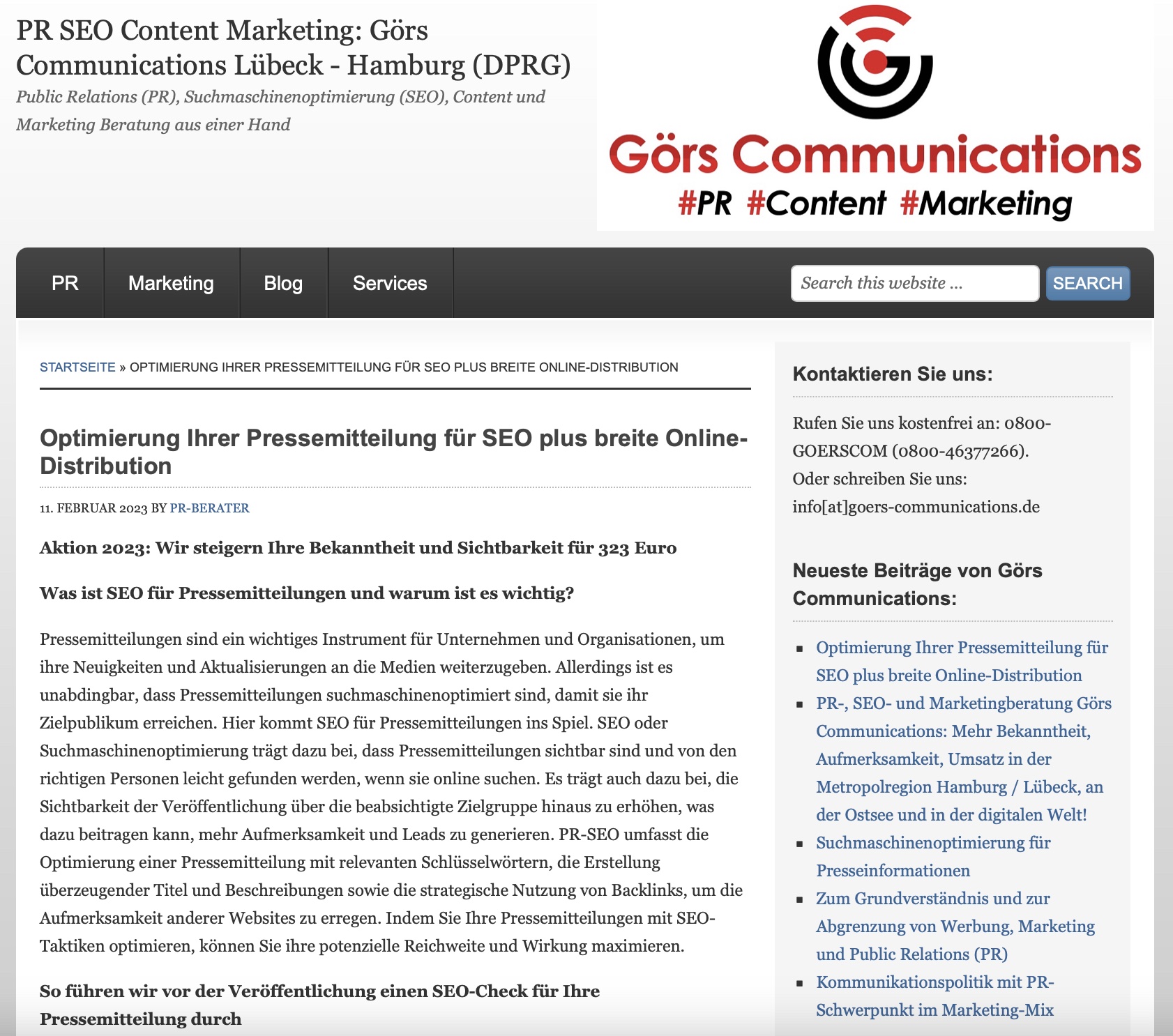 Aktion 2023: Optimierung Ihrer Pressemitteilung für SEO plus breite Online-Distribution für 323 Euro (Die Bildrechte liegen bei dem Verfasser der Mitteilung.)