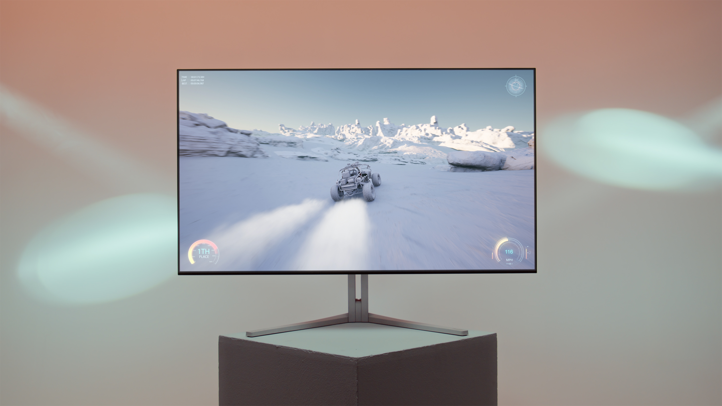 Realitätsnah und immersiv: der 105,5 cm (42“) Philips Evnia 42M2N8900 mit OLED-Panel und Ambiglow (Die Bildrechte liegen bei dem Verfasser der Mitteilung.)