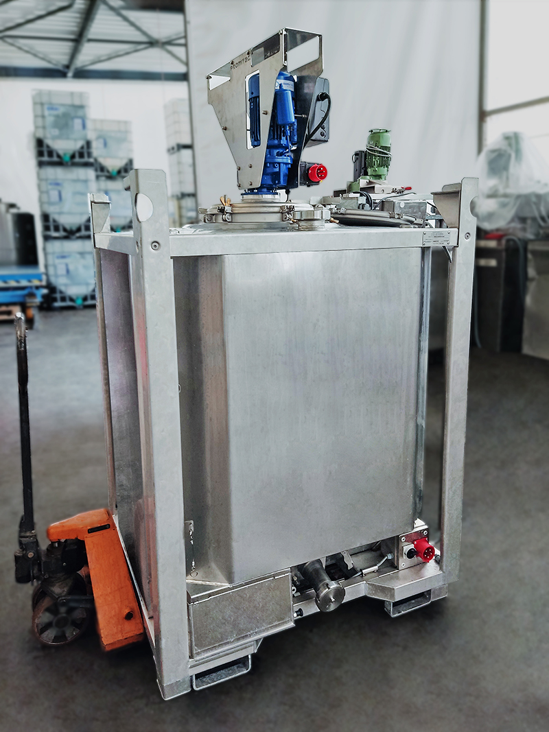 Heizcontainer RCB 1.000 von SCHÄFER Container Systems mit entnehmbaren Rührwerk. (Die Bildrechte liegen bei dem Verfasser der Mitteilung.)