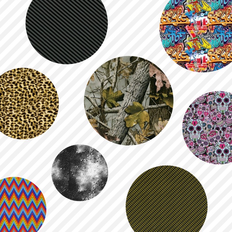Examples of different Hydro Dipping Foils designs and paterns (Die Bildrechte liegen bei dem Verfasser der Mitteilung.) Examples of different Hydro Dipping Foils designs and paterns (Die Bildrechte liegen bei dem Verfasser der Mitteilung.)