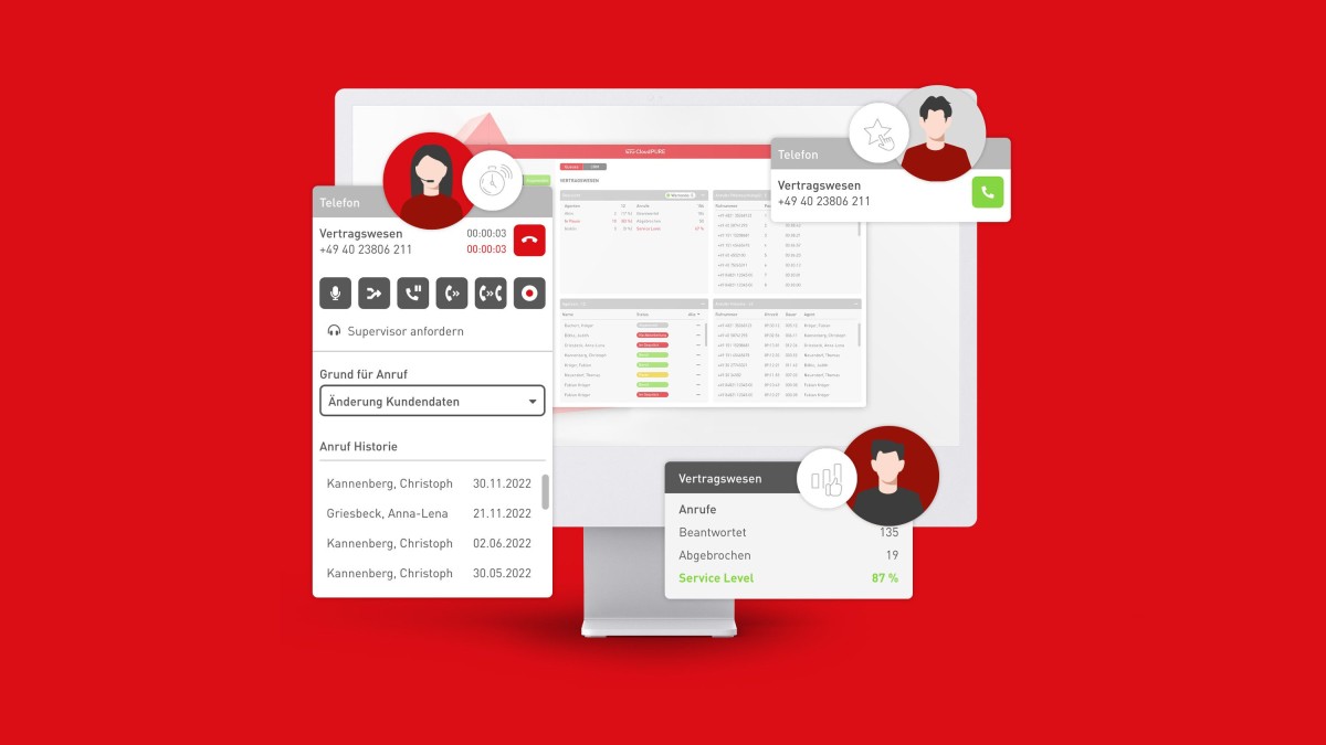 Die Benutzeroberfläche der WTG Cloud PURE Call Center - visuell und intuitiv (© WTG) Die Benutzeroberfläche der WTG Cloud PURE Call Center - visuell und intuitiv (© WTG)