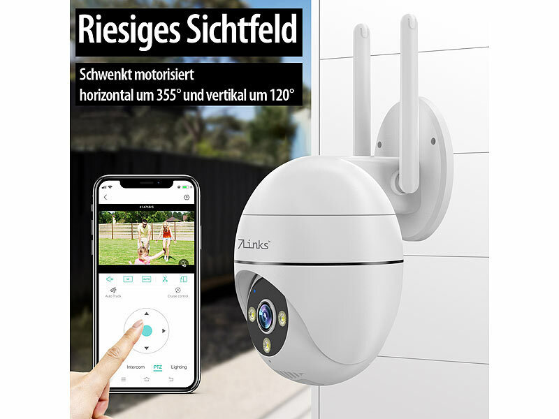 7links WLAN-Pan-Tilt-Outdoorkamera IPC-740, 2K-Auflösung, Tracking, Nachtsicht, IP65 www.pearl.de (Die Bildrechte liegen bei dem Verfasser der Mitteilung.) 7links WLAN-Pan-Tilt-Outdoorkamera IPC-740, 2K-Auflösung, Tracking, Nachtsicht, IP65 www.pearl.de (Die Bildrechte liegen bei dem Verfasser der Mitteilung.)