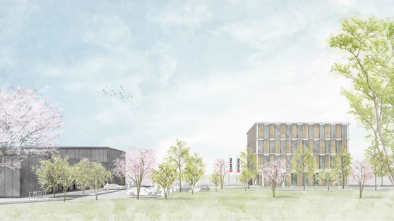 Skizze des neuen Kyocera Campus in Mannheim (Die Bildrechte liegen bei dem Verfasser der Mitteilung.)