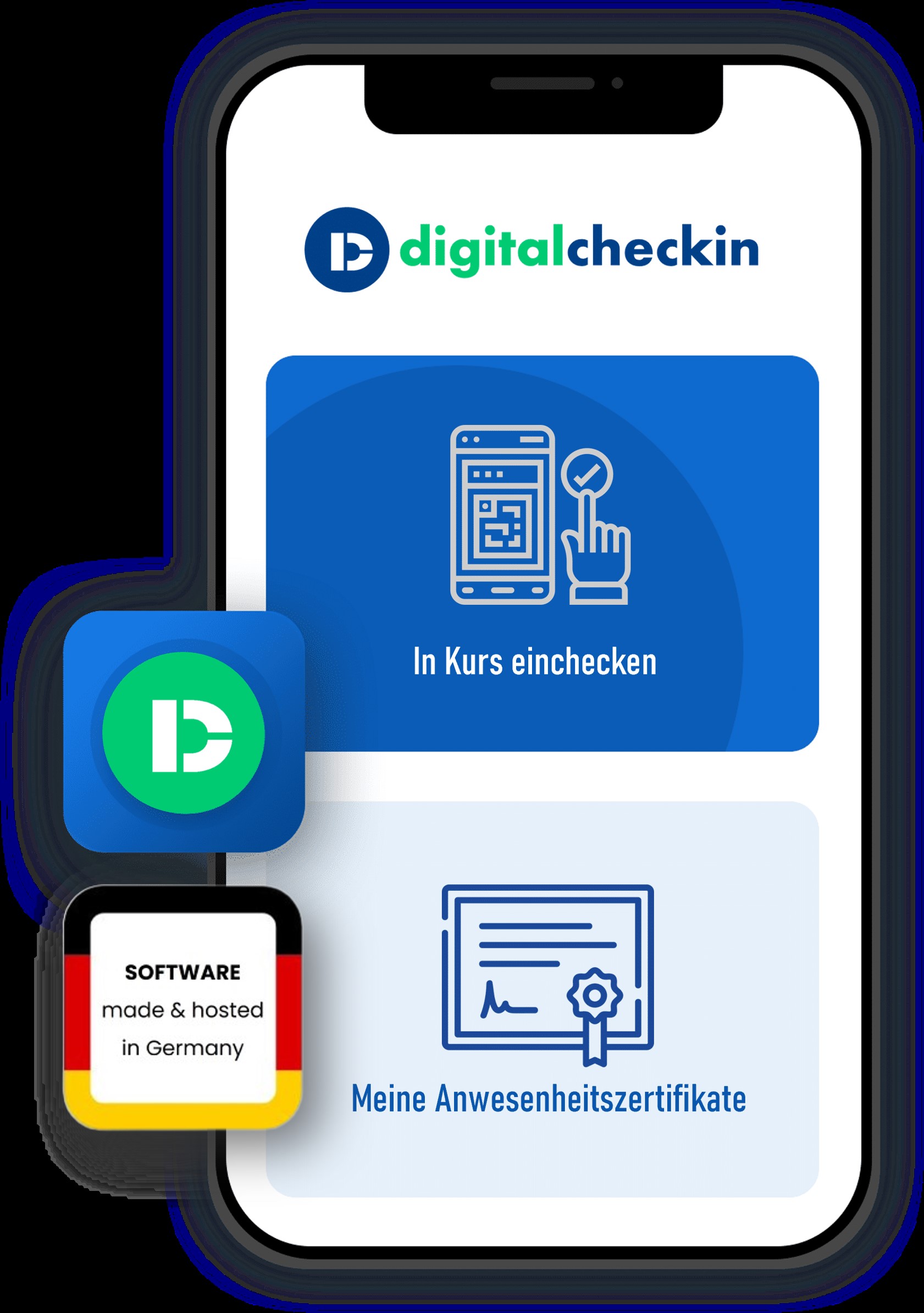Mit der DigitalCheckIn-App können Teilnehmende in einen Kurs digital einchecken. Mit der DigitalCheckIn-App können Teilnehmende in einen Kurs digital einchecken.