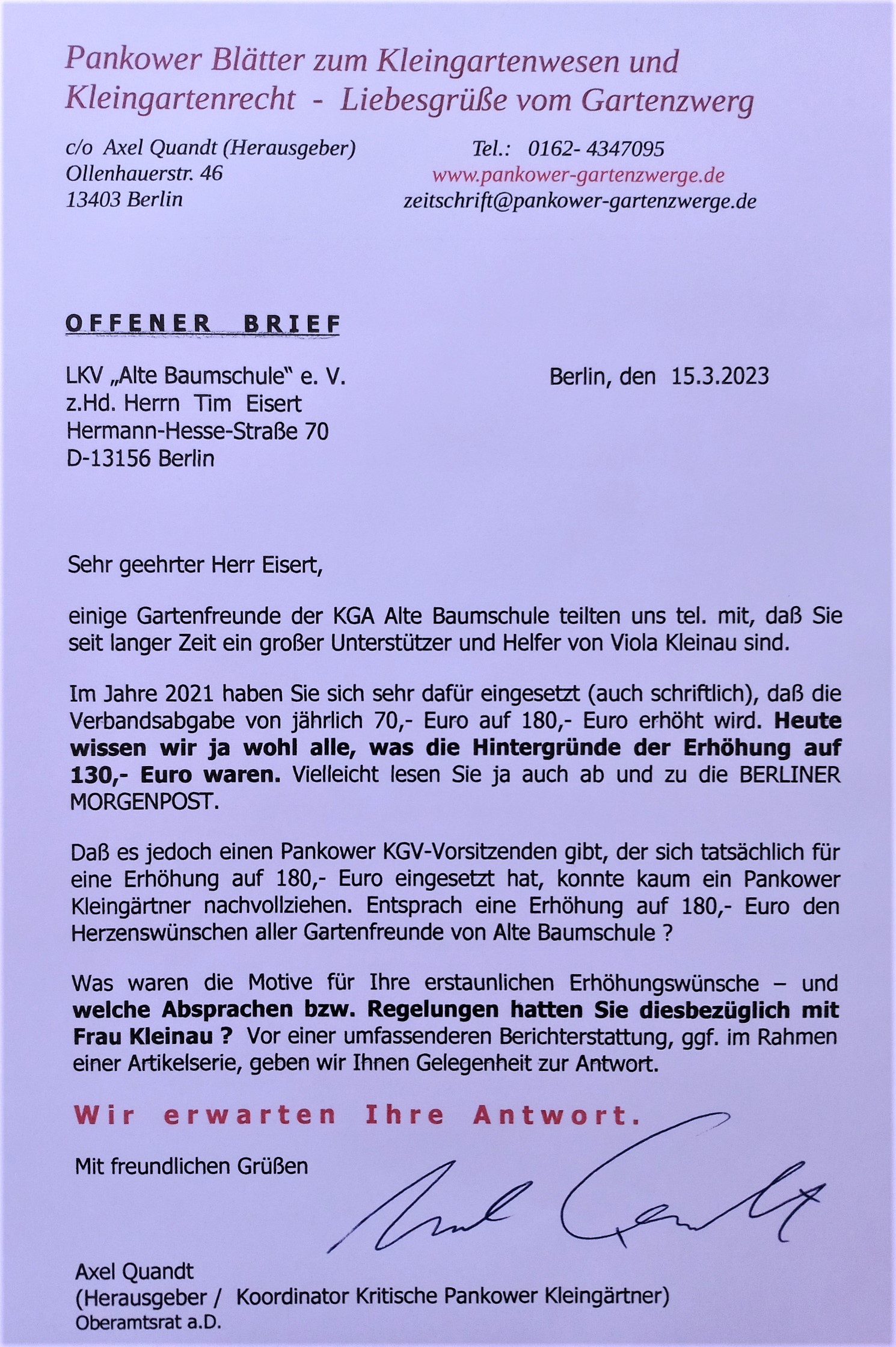 Pankower Blätter zum Kleingartenwesen und Kleingartenrecht / Liebesgrüße vom Gartenzwerg / Kritische Pankower Kleingärtner Pankower Blätter zum Kleingartenwesen und Kleingartenrecht / Liebesgrüße vom Gartenzwerg / Kritische Pankower Kleingärtner