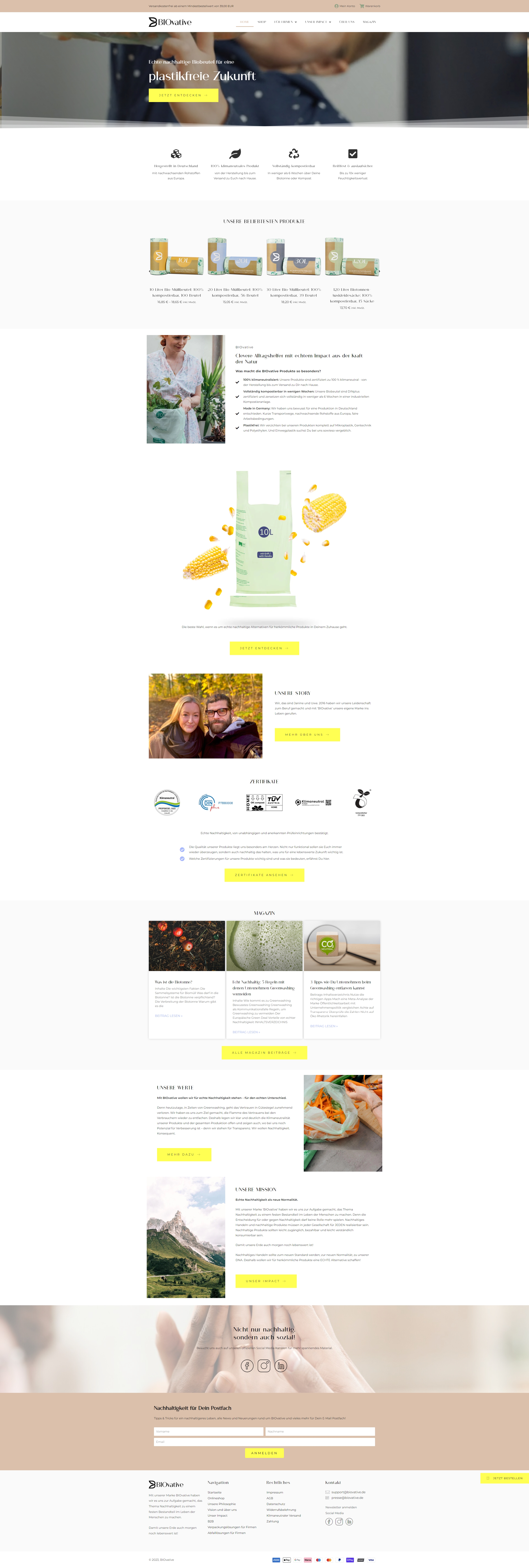 Die Startseite des BIOvative-Onlineshops mit einer Szene aus dem Startseiten-Video. (Die Bildrechte liegen bei dem Verfasser der Mitteilung.) Die Startseite des BIOvative-Onlineshops mit einer Szene aus dem Startseiten-Video. (Die Bildrechte liegen bei dem Verfasser der Mitteilung.)