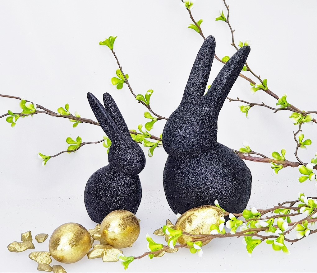 Ein Blickfang für Ihre Osterdeko - ein Glitzerhase in der Farbe Schwarz Ein Blickfang für Ihre Osterdeko - ein Glitzerhase in der Farbe Schwarz