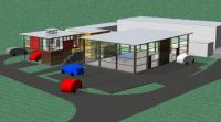 Glashalle mit Minihaus - Gewerbebau Glashalle mit Minihaus - Gewerbebau