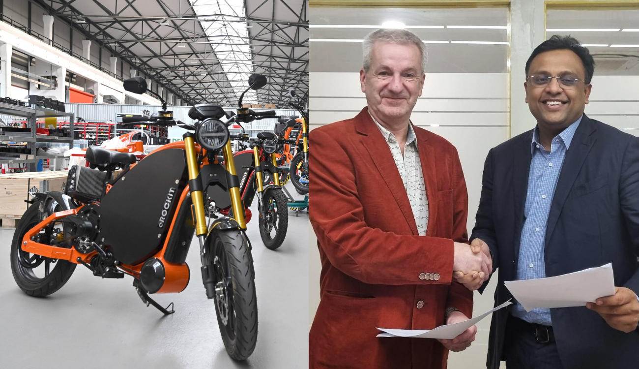 Andreas Zurwehme (Vorstand eROCKIT AG) und Tushar Choudhary (CEO Motovolt) (Die Bildrechte liegen bei dem Verfasser der Mitteilung.)