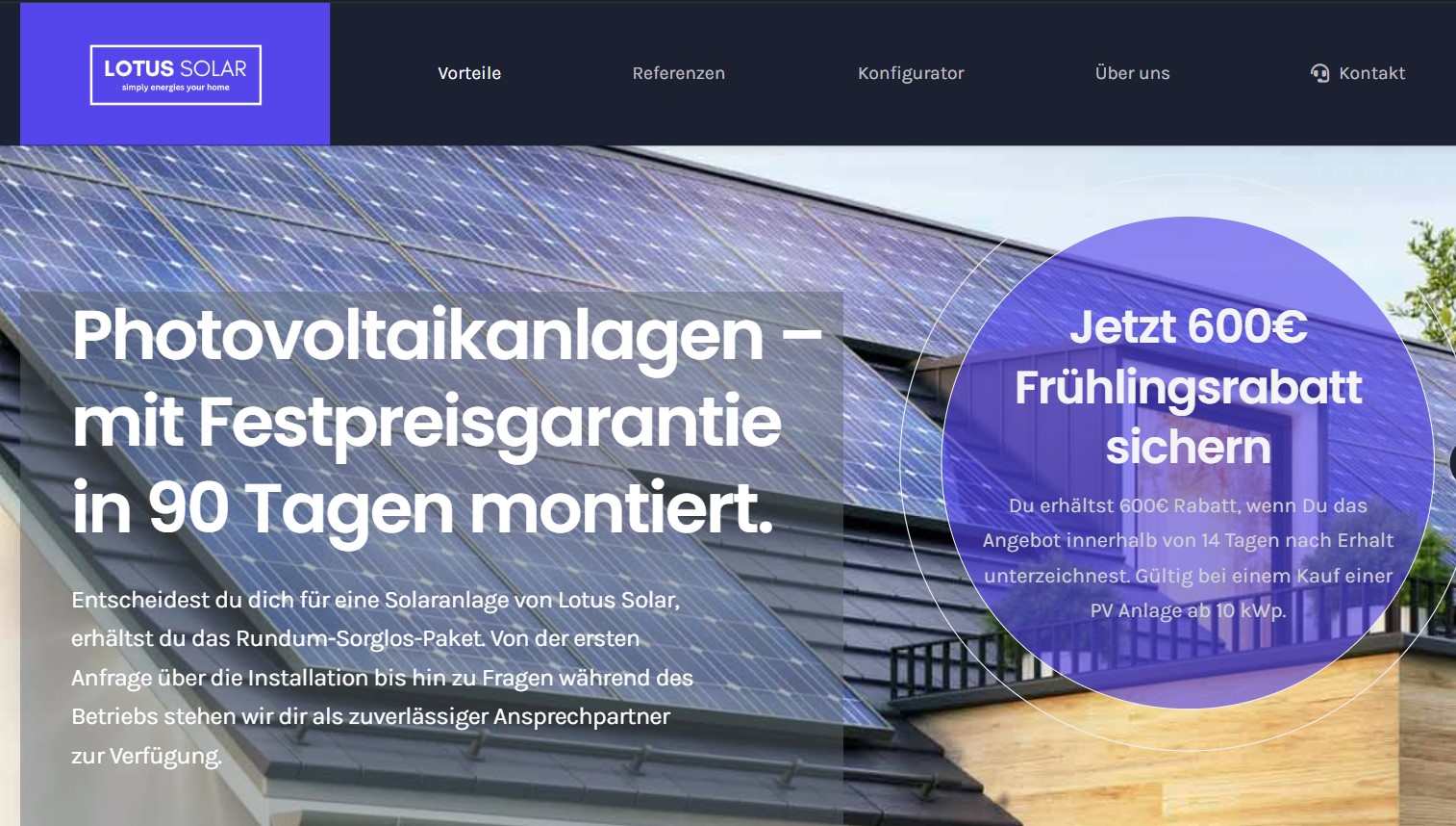 Lotus Solar Frühlingsangebot - 600€Rabatt auf Solaranlagen (Die Bildrechte liegen bei dem Verfasser der Mitteilung.) Lotus Solar Frühlingsangebot - 600€Rabatt auf Solaranlagen (Die Bildrechte liegen bei dem Verfasser der Mitteilung.)
