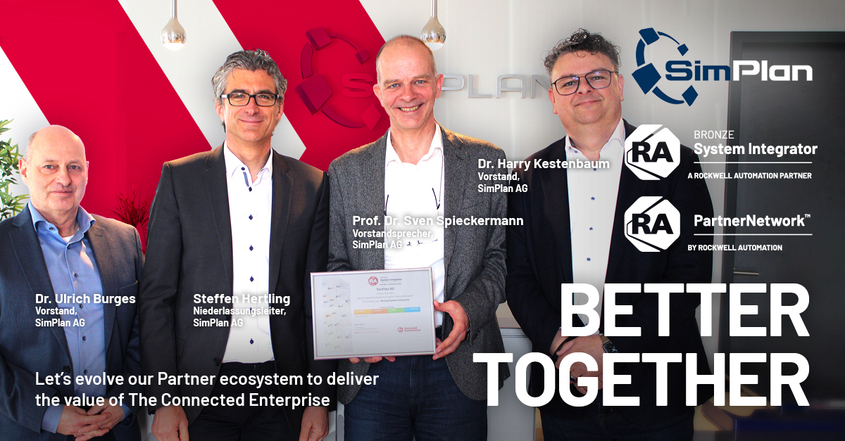 Rockwell Automation ernennt SimPlan AG zum neuesten Bronze-Level-Systemintegrator-Partner (EMEA) (Bildquelle: @ Rockwell Automation) Rockwell Automation ernennt SimPlan AG zum neuesten Bronze-Level-Systemintegrator-Partner (EMEA) (Bildquelle: @ Rockwell Automation)