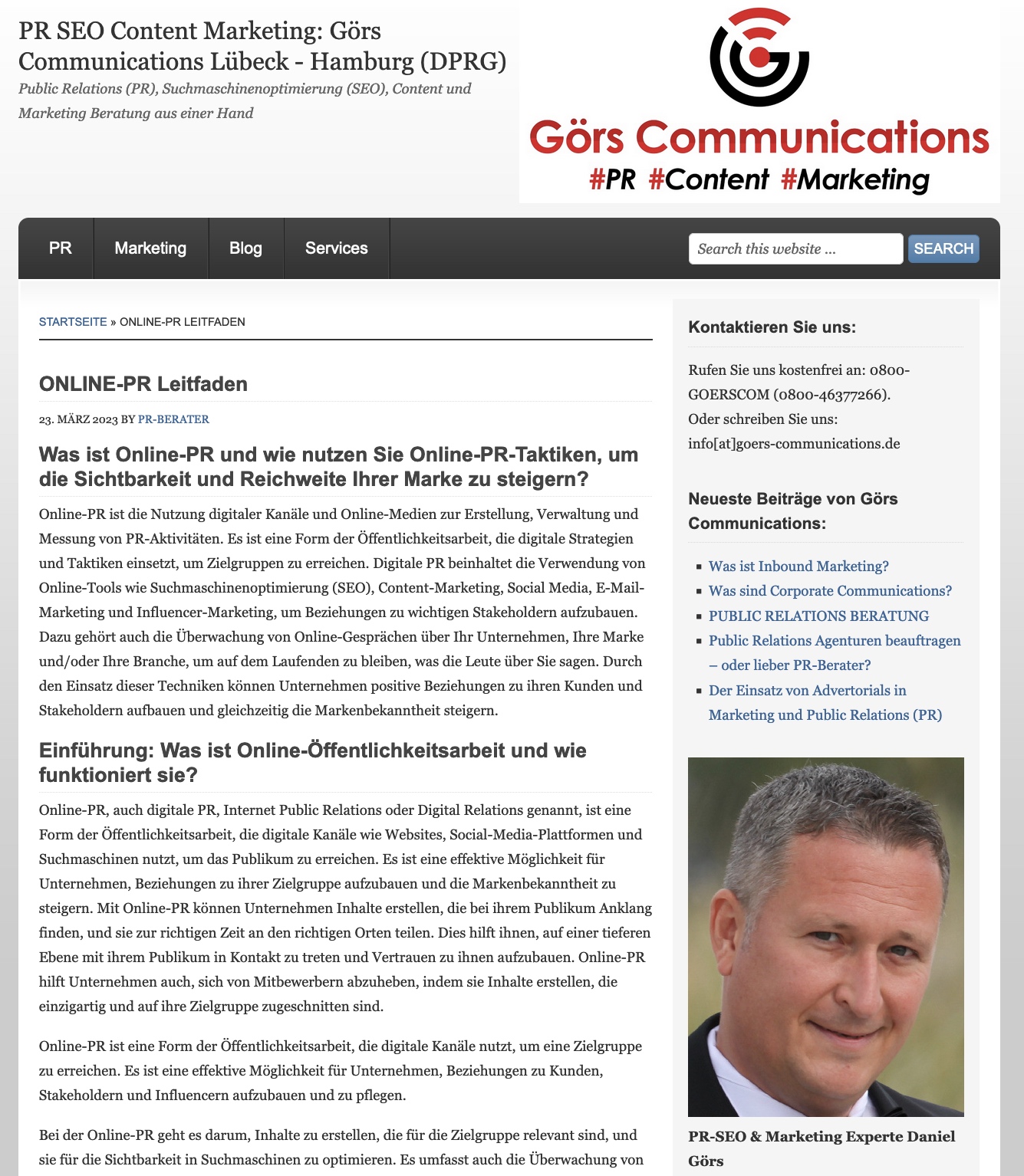 ONLINE-PR Leitfaden der PR-SEO Beratung Görs Communications (Die Bildrechte liegen bei dem Verfasser der Mitteilung.)