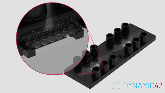 Querschnitt / Modell Dreikammer-Chip BC003 (Bildquelle: Dynamic42 GmbH) Querschnitt / Modell Dreikammer-Chip BC003 (Bildquelle: Dynamic42 GmbH)
