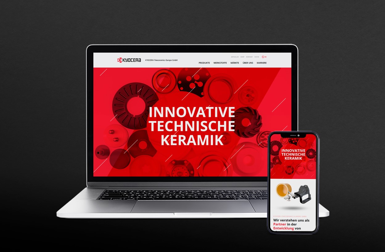 Die neue Website der KYOCERA Fineceramics Europe GmbH (Die Bildrechte liegen bei dem Verfasser der Mitteilung.)