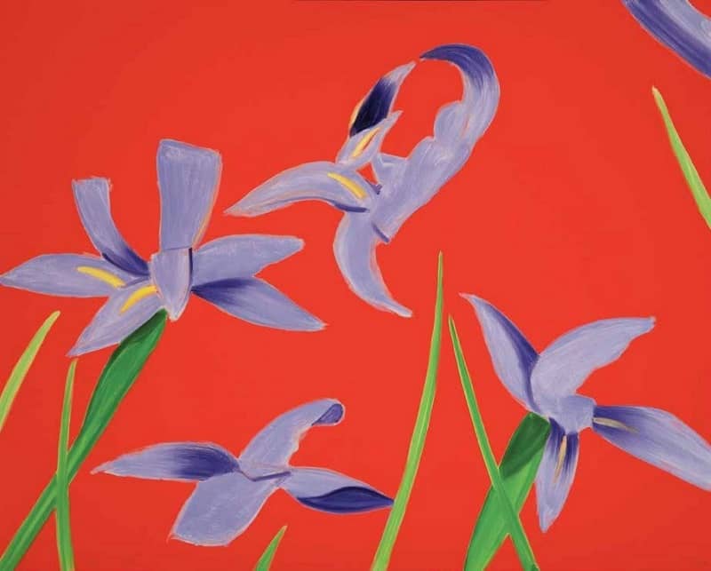 Alex Katz Purple Irises on Red | FRANK FLUEGEL GALERIE