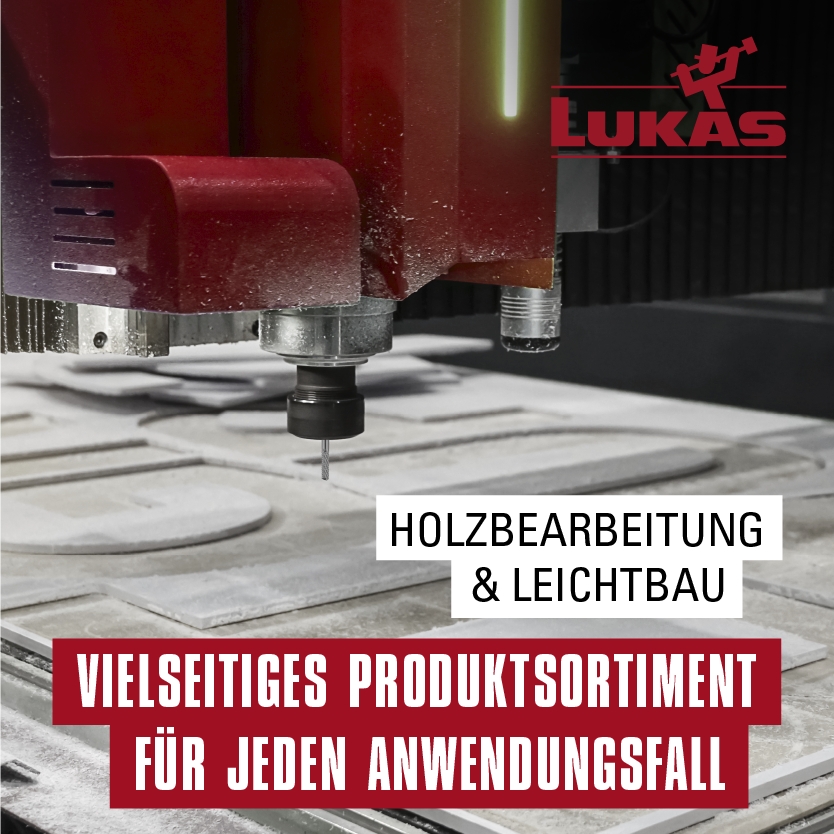 Vielseitiges Produktsortiment für Holzbearbeitung und Leichtbau bei LUKAS-ERZETT (Die Bildrechte liegen bei dem Verfasser der Mitteilung.) Vielseitiges Produktsortiment für Holzbearbeitung und Leichtbau bei LUKAS-ERZETT (Die Bildrechte liegen bei dem Verfasser der Mitteilung.)