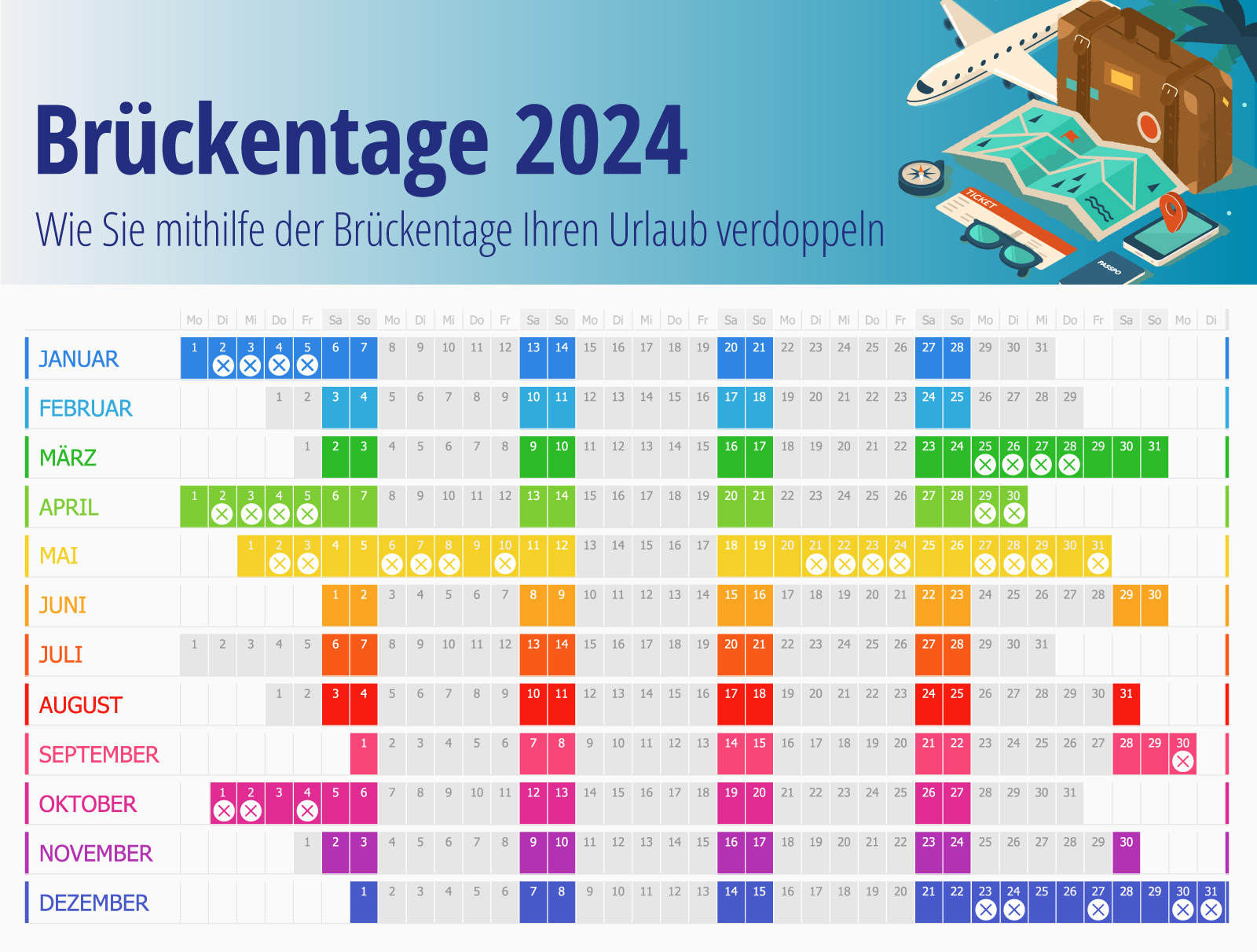 Brückentage 2024 (Die Bildrechte liegen bei dem Verfasser der Mitteilung.) Brückentage 2024 (Die Bildrechte liegen bei dem Verfasser der Mitteilung.)