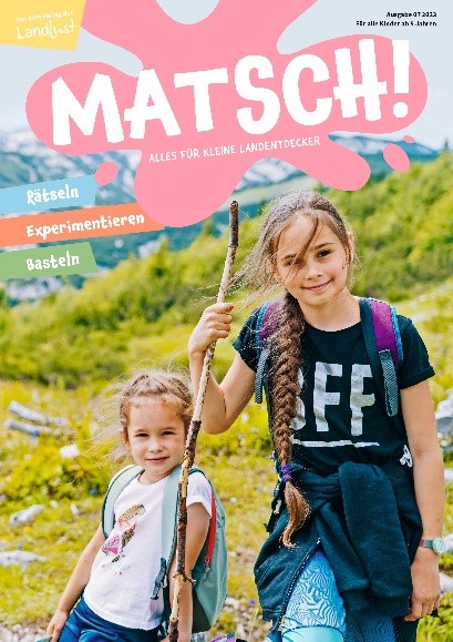 Das Kindermagazin MATSCH! ist für Kinder ab 5 Jahren geeignet, im Juli mit einem extra-dicken Heft. Das Kindermagazin MATSCH! ist für Kinder ab 5 Jahren geeignet, im Juli mit einem extra-dicken Heft.