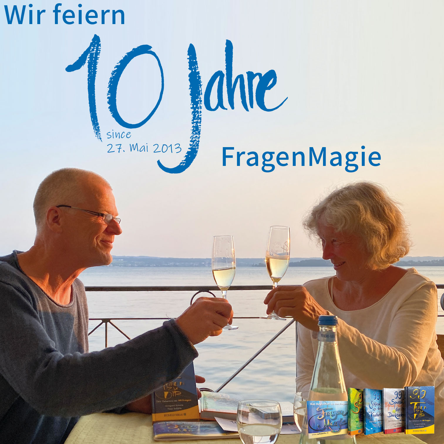 Die Geschwister Armgard und Hajo Schörle feiern den Beginn der Fragen-Bücher vor 10 Jahren