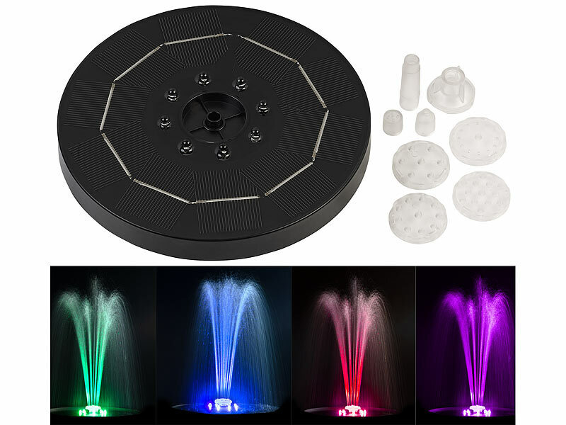 Royal Gardineer LED-Solar-Springbrunnen, 3 Watt, 7 Farben, 8 RGB-LEDs, Akku, 6 Düsen, www.pearl.de (Die Bildrechte liegen bei dem Verfasser der Mitteilung.) Royal Gardineer LED-Solar-Springbrunnen, 3 Watt, 7 Farben, 8 RGB-LEDs, Akku, 6 Düsen, www.pearl.de (Die Bildrechte liegen bei dem Verfasser der Mitteilung.)