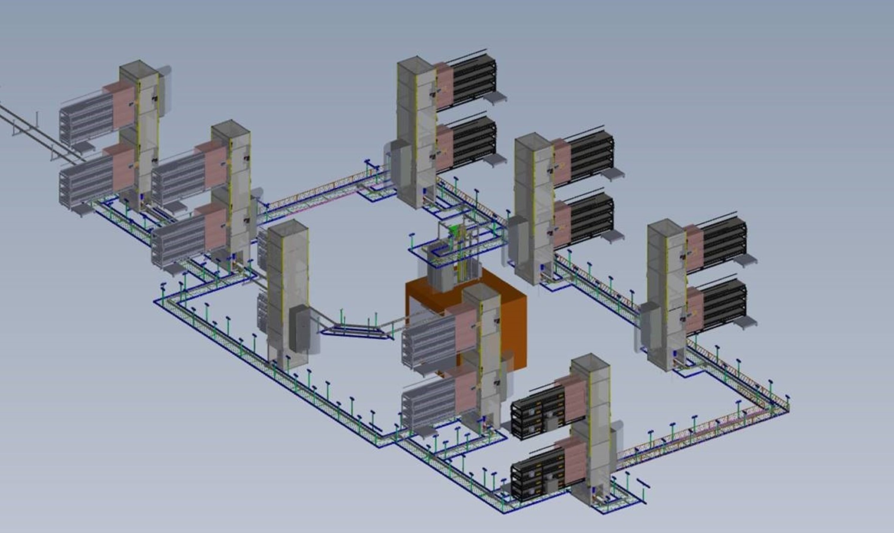 montrac®-Anlagenlayout für die Zentralbühne des Montagehalle des Airbus A321 XLR (Die Bildrechte liegen bei dem Verfasser der Mitteilung.) montrac®-Anlagenlayout für die Zentralbühne des Montagehalle des Airbus A321 XLR (Die Bildrechte liegen bei dem Verfasser der Mitteilung.)