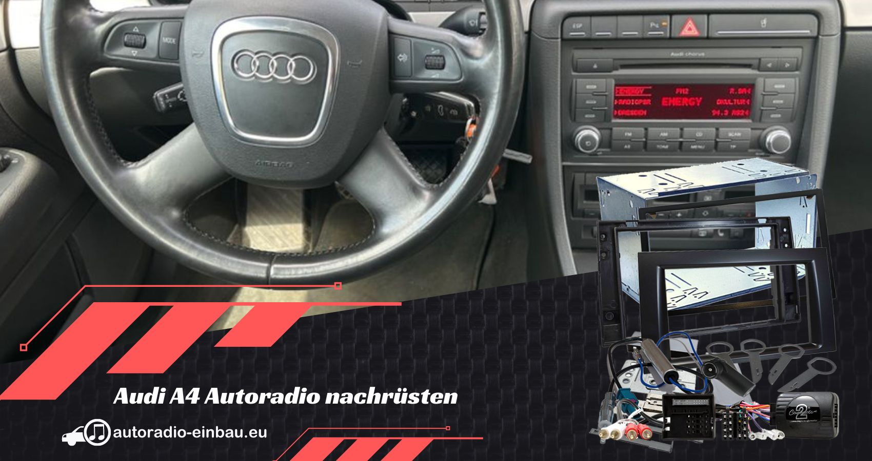 Audi A4 B6 B7 Autoradio nachrüsten mit Fremdhersteller (Die Bildrechte liegen bei dem Verfasser der Mitteilung.)