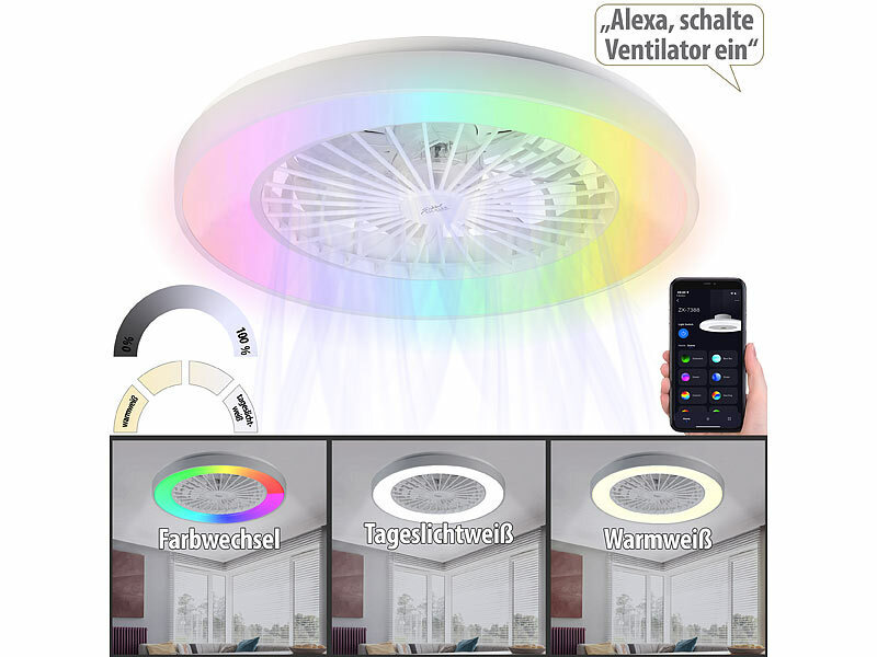 Sichler Haushaltsgeräte 2in1-WLAN-Deckenleuchte VT-900.led (Die Bildrechte liegen bei dem Verfasser der Mitteilung.)