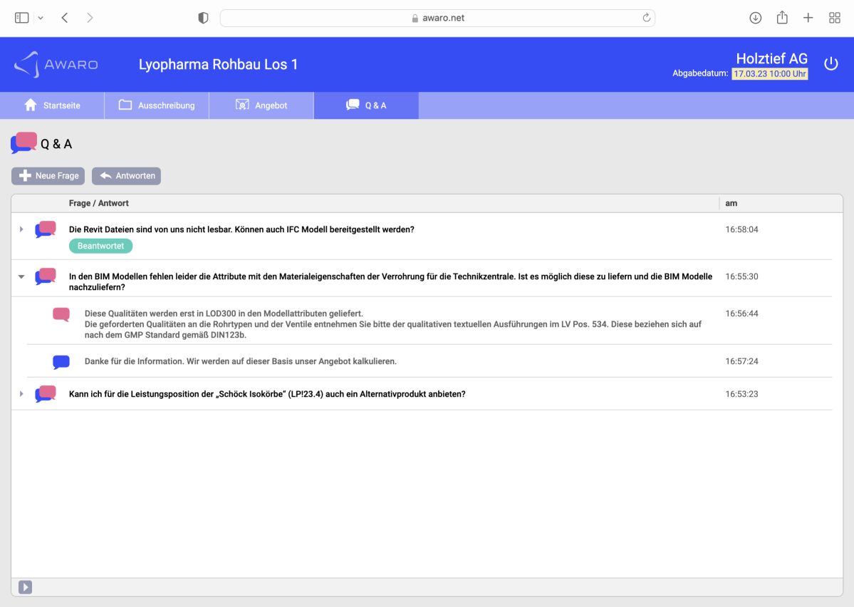 Schnelle Beantwortung der Fragen mittels Chat-Modul