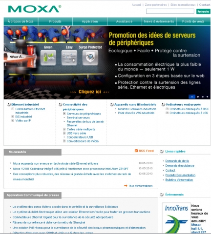 Moxa Europe führt französische Version der globalen Website ein