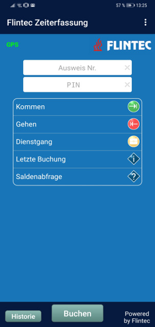 Flintec App für mobile Zeiterfassung (Die Bildrechte liegen bei dem Verfasser der Mitteilung.) Flintec App für mobile Zeiterfassung (Die Bildrechte liegen bei dem Verfasser der Mitteilung.)