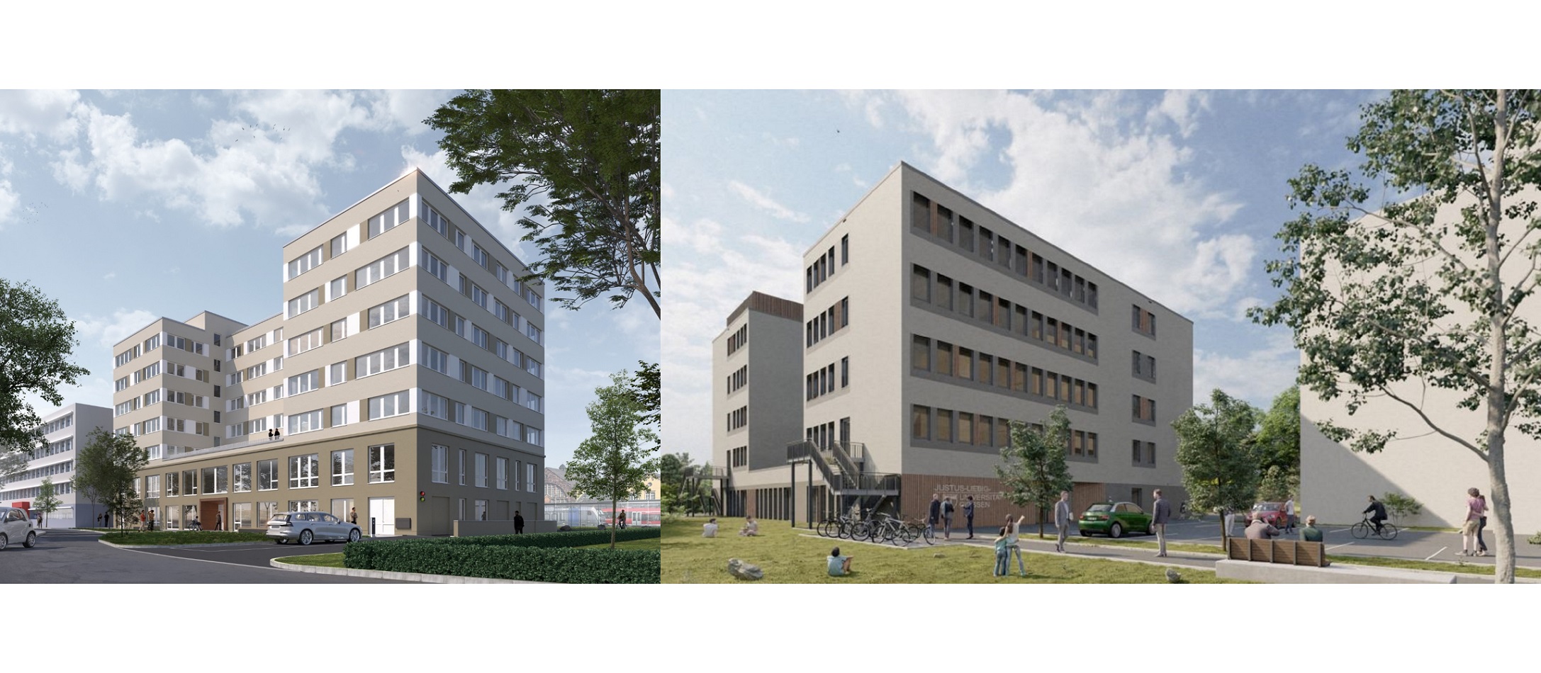 Hessische Lehrkräfteakademie (Bild: HOCHTIEF Infrastructure GmbH) & Seminargebäude JLU Gießen (Bild: Goldbeck Nord GmbH) Hessische Lehrkräfteakademie (Bild: HOCHTIEF Infrastructure GmbH) & Seminargebäude JLU Gießen (Bild: Goldbeck Nord GmbH)