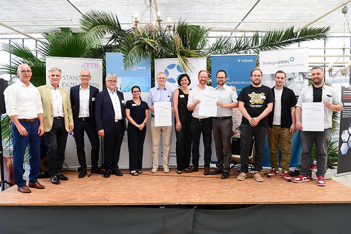Die Preisträger des Science2Start Ideenwettbewerbs 2023 (Bildquelle: KD Busch/BioRegio STERN) Die Preisträger des Science2Start Ideenwettbewerbs 2023 (Bildquelle: KD Busch/BioRegio STERN)