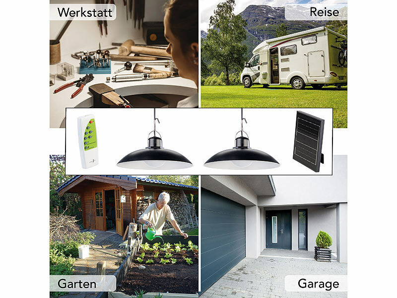 Lunartec Solar-LED-Doppel-Hängelampe, 2x 105 lm, Akku, Timer (Die Bildrechte liegen bei dem Verfasser der Mitteilung.)