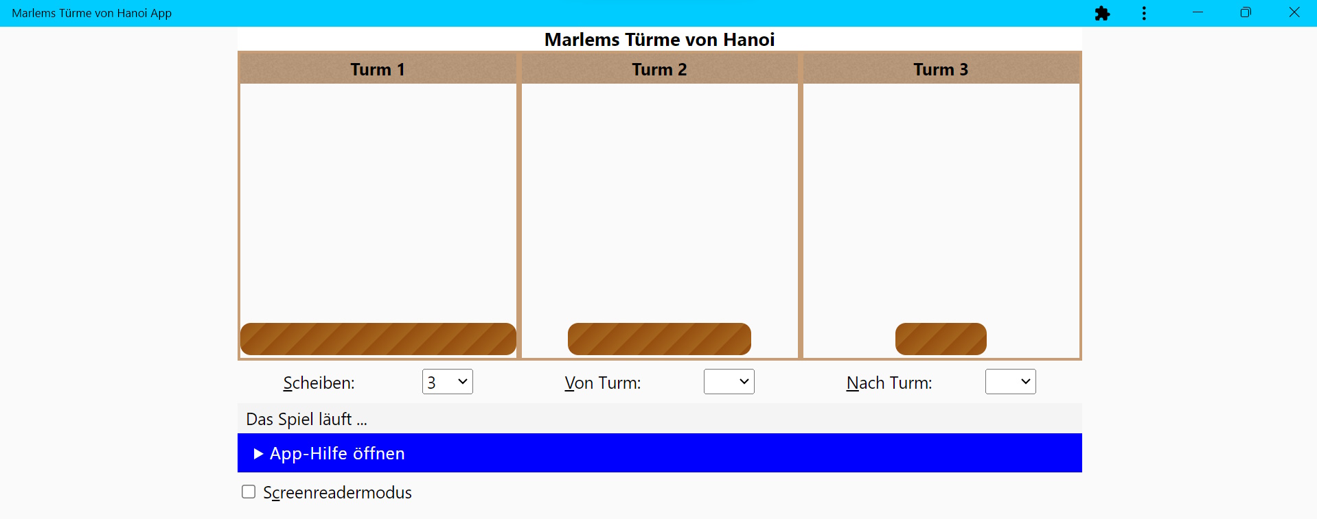 Barrierefreie App Türme von Hanoi