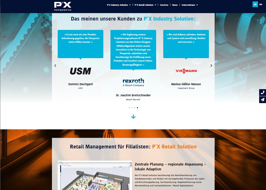 Ein Unternehmen - zwei umfassende Lösungen. So präsentiert sich Perspectix im Internet. (Die Bildrechte liegen bei dem Verfasser der Mitteilung.)
