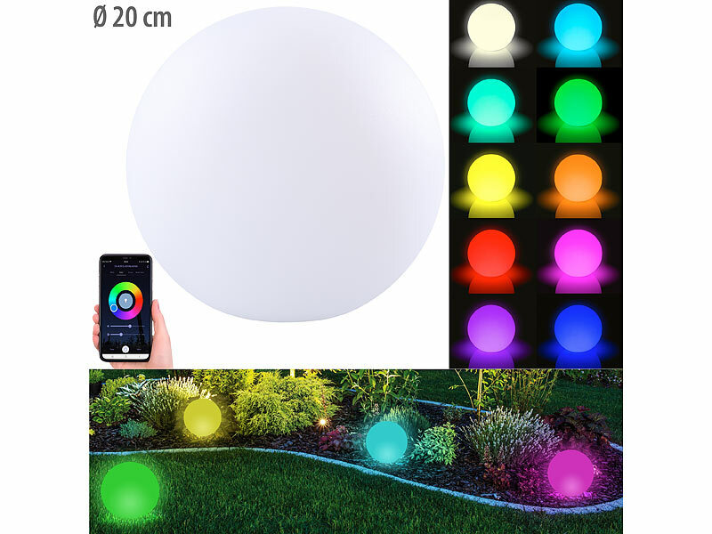 Luminea Home Control WLAN-Akku-Leuchtkugel 576 lm, IP54 (Die Bildrechte liegen bei dem Verfasser der Mitteilung.) Luminea Home Control WLAN-Akku-Leuchtkugel 576 lm, IP54 (Die Bildrechte liegen bei dem Verfasser der Mitteilung.)
