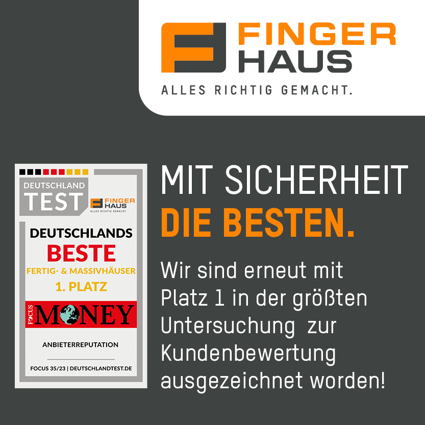 „Deutschlands Beste“: Platz 1 für FingerHaus „Deutschlands Beste“: Platz 1 für FingerHaus
