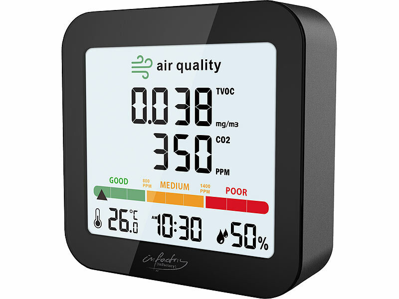infactory Akku-Messgerät für TVOC, mit CO2-Anzeige (Die Bildrechte liegen bei dem Verfasser der Mitteilung.) infactory Akku-Messgerät für TVOC, mit CO2-Anzeige (Die Bildrechte liegen bei dem Verfasser der Mitteilung.)