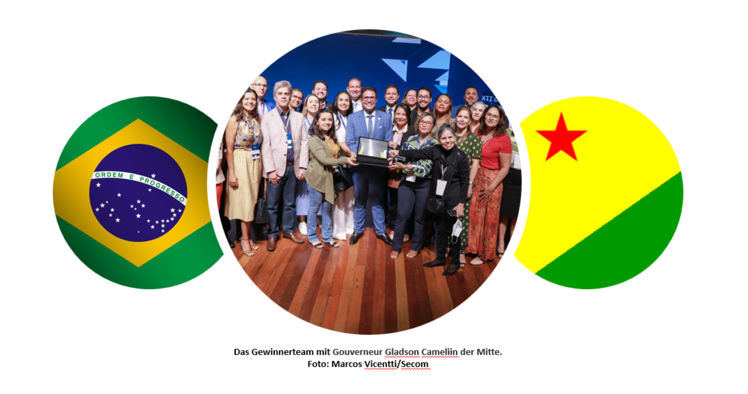 Das Gewinnerteam mit Gouverneur Gladson Cameliin in der Mitte. Herzlichen Glückwunsch von Climagate. Foto: Marcos Vicentti/Secom Das Gewinnerteam mit Gouverneur Gladson Cameliin in der Mitte. Herzlichen Glückwunsch von Climagate. Foto: Marcos Vicentti/Secom
