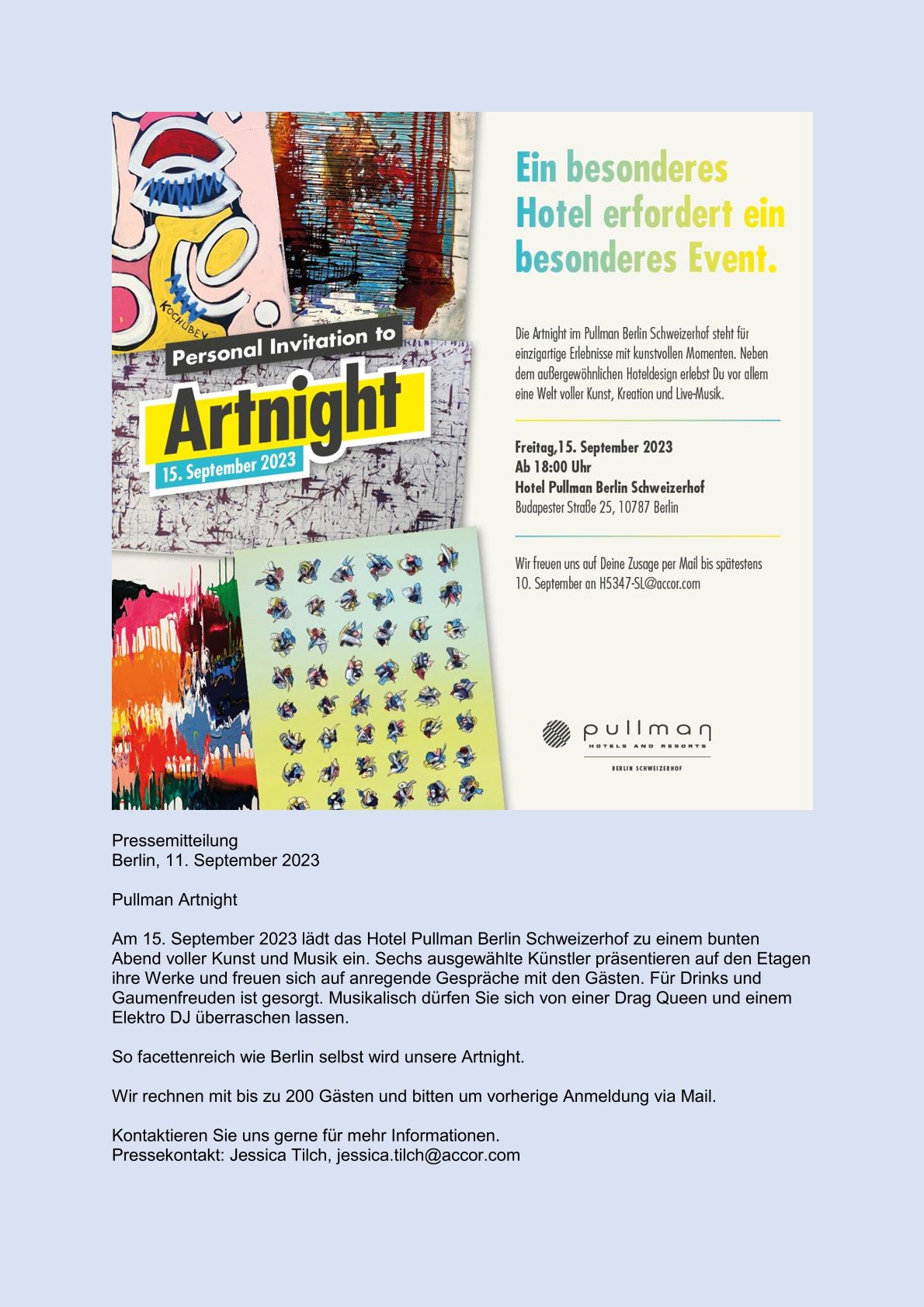 Pressemitteilung und Einladung zur Artnight (Die Bildrechte liegen bei dem Verfasser der Mitteilung.)