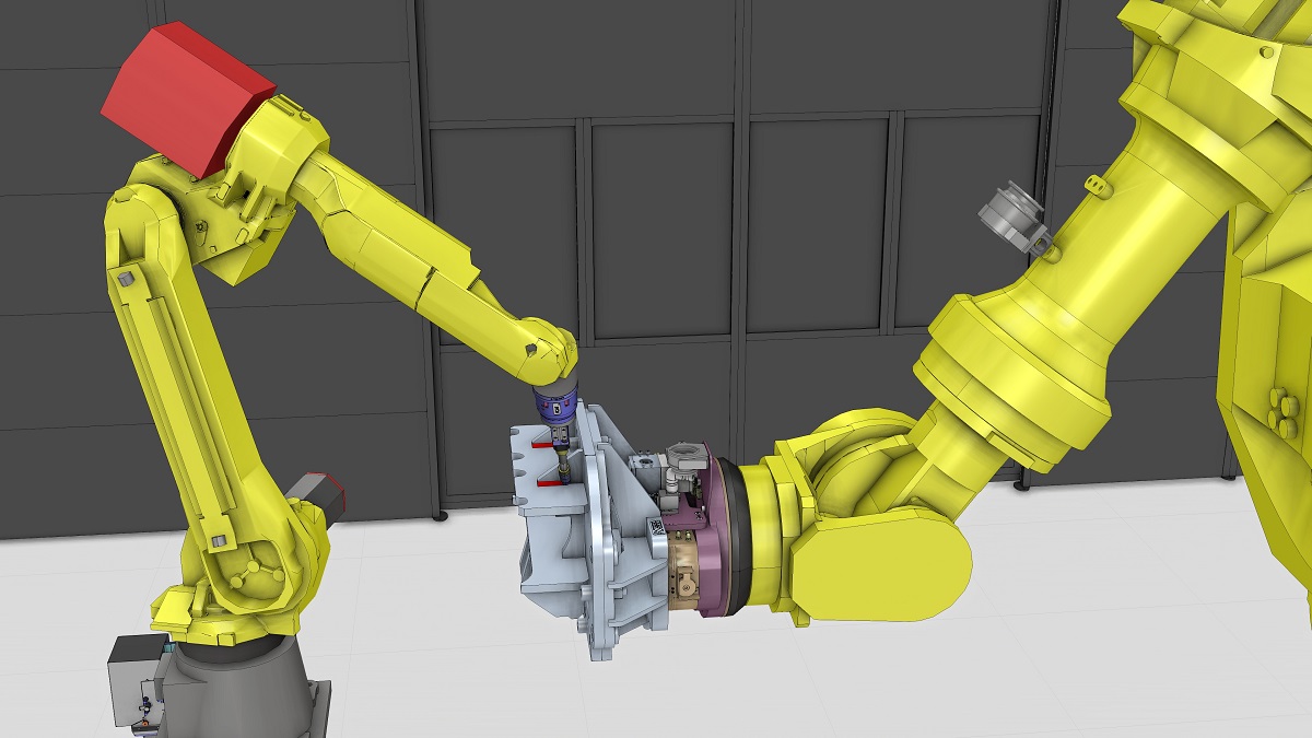 Schweißprozess mit FANUC-Robotern (Bildquelle: Visual Components) Schweißprozess mit FANUC-Robotern (Bildquelle: Visual Components)