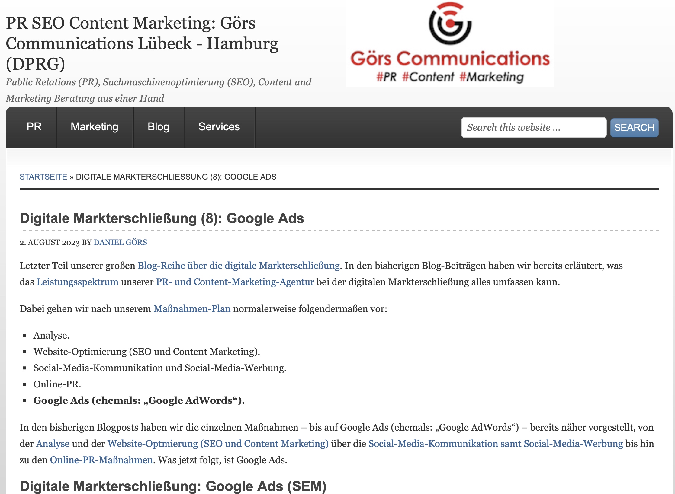 Die PR- und Onlinemarketing-Beratung Görs Communications gibt Tipps zum Search Engine Marketing SEM (Die Bildrechte liegen bei dem Verfasser der Mitteilung.) Die PR- und Onlinemarketing-Beratung Görs Communications gibt Tipps zum Search Engine Marketing SEM (Die Bildrechte liegen bei dem Verfasser der Mitteilung.)