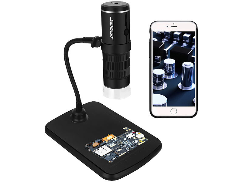 Somikon WLAN-Full-HD-Hand-Mikroskop DM-350, Akku (Die Bildrechte liegen bei dem Verfasser der Mitteilung.) Somikon WLAN-Full-HD-Hand-Mikroskop DM-350, Akku (Die Bildrechte liegen bei dem Verfasser der Mitteilung.)