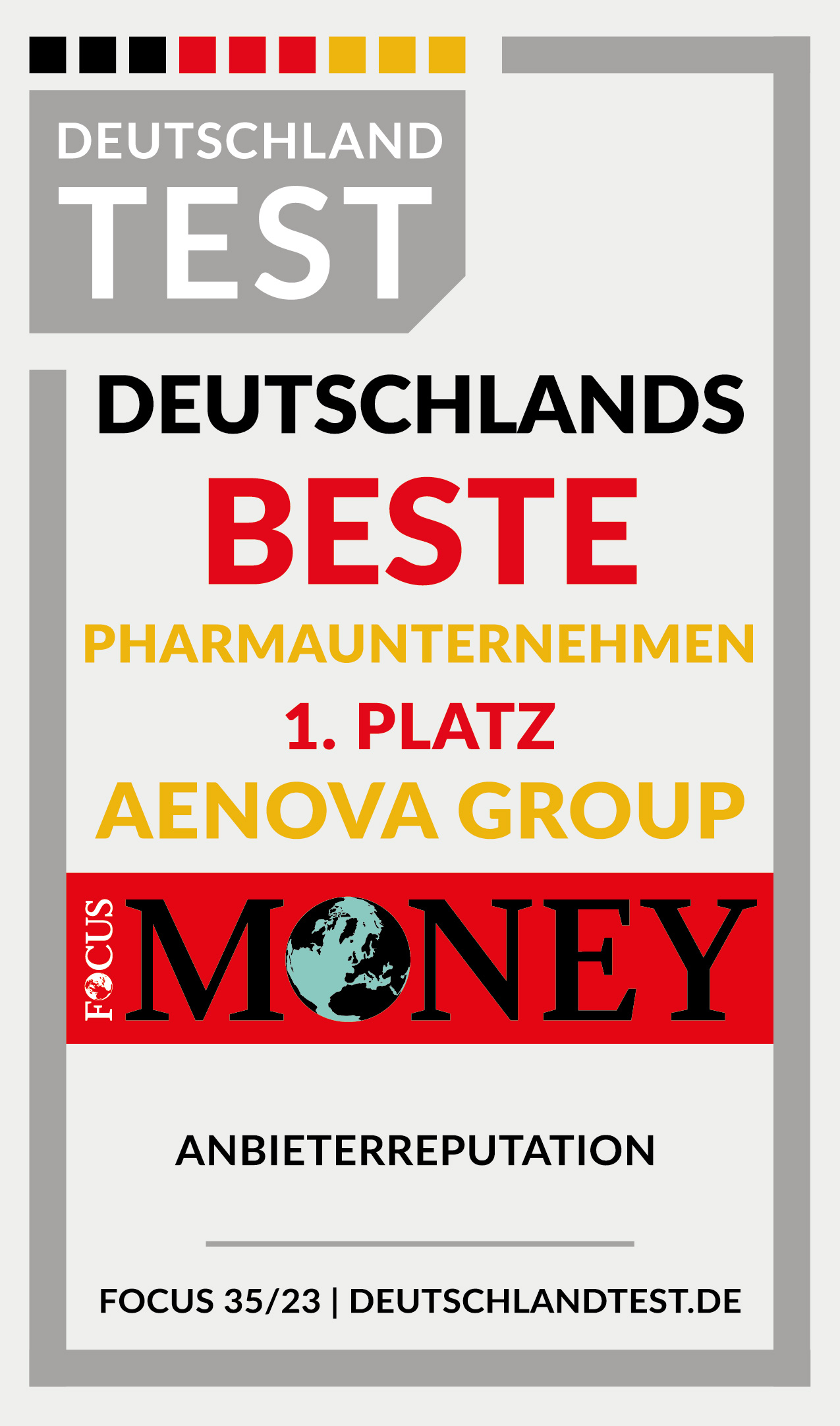Aenova wurde als bestes Pharmaunternehmen im Bereich Anbieterreputation ausgezeichnet (Die Bildrechte liegen bei dem Verfasser der Mitteilung.)