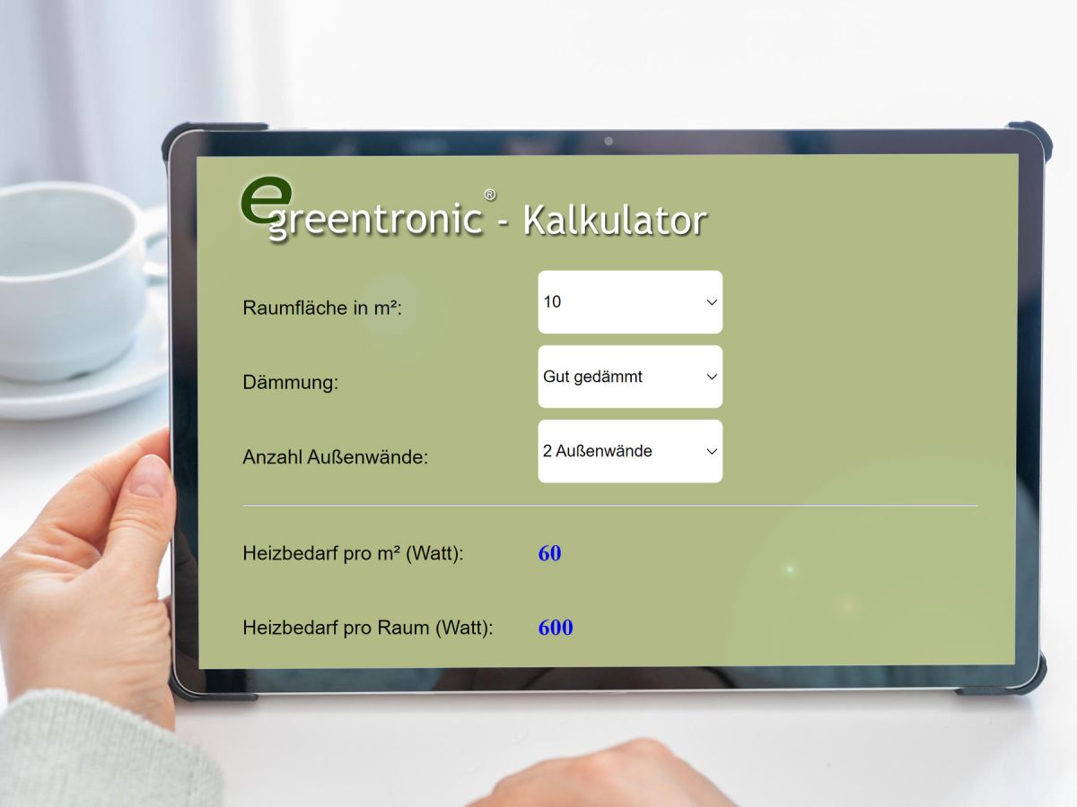 Mit dem greentronic-Kalkulator Wärmebedarf für jeden Raum berechnen (© greentronic)