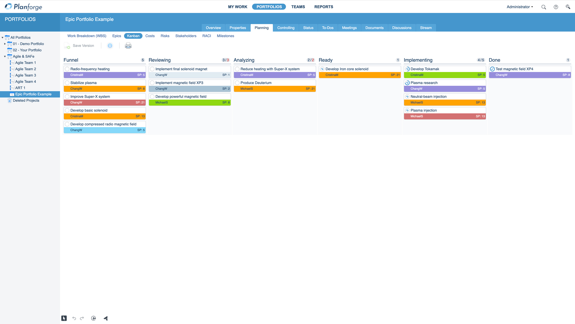 Portfolio Kanban Board in Planforge (Bildquelle: Planforge) Portfolio Kanban Board in Planforge (Bildquelle: Planforge)