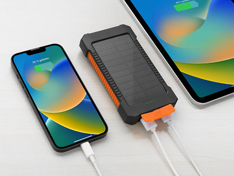 revolt Solar-Powerbank PB-75.solar, 8.000 mAh, Typ-C-Input, IP65 (Die Bildrechte liegen bei dem Verfasser der Mitteilung.) revolt Solar-Powerbank PB-75.solar, 8.000 mAh, Typ-C-Input, IP65 (Die Bildrechte liegen bei dem Verfasser der Mitteilung.)