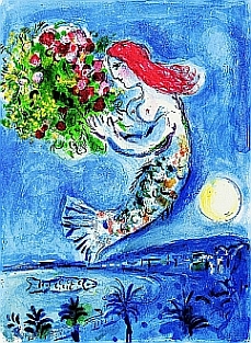 Marc Chagall, Die Bucht der Engel, 1961 © VG-Bildkunst, Bonn 2023 Marc Chagall, Die Bucht der Engel, 1961 © VG-Bildkunst, Bonn 2023