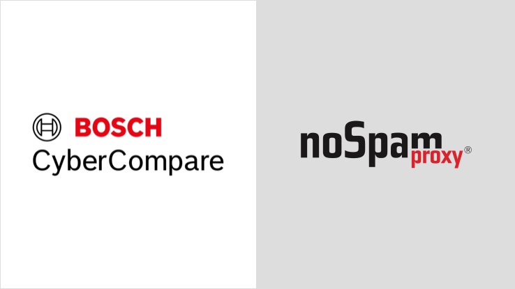 Bosch CyberCompare nimmt NoSpamProxy ins Portfolio auf (Die Bildrechte liegen bei dem Verfasser der Mitteilung.) Bosch CyberCompare nimmt NoSpamProxy ins Portfolio auf (Die Bildrechte liegen bei dem Verfasser der Mitteilung.)