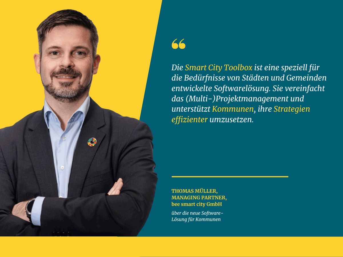 Thomas Müller, Managing Partner, bee smart city GmbH über die neue Software für Kommunen (© bee smart city GmbH) Thomas Müller, Managing Partner, bee smart city GmbH über die neue Software für Kommunen (© bee smart city GmbH)